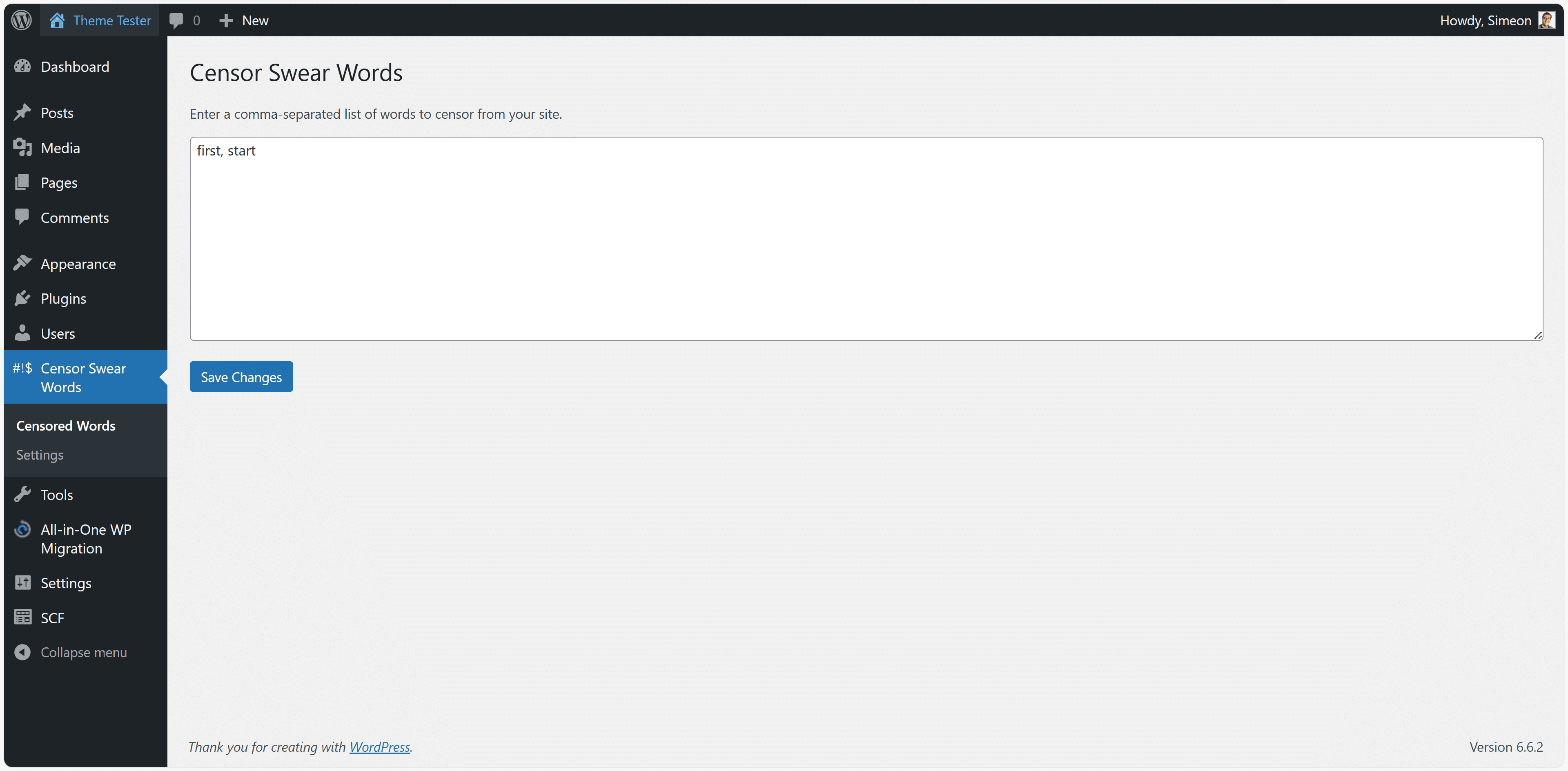 Censor Swear Words option