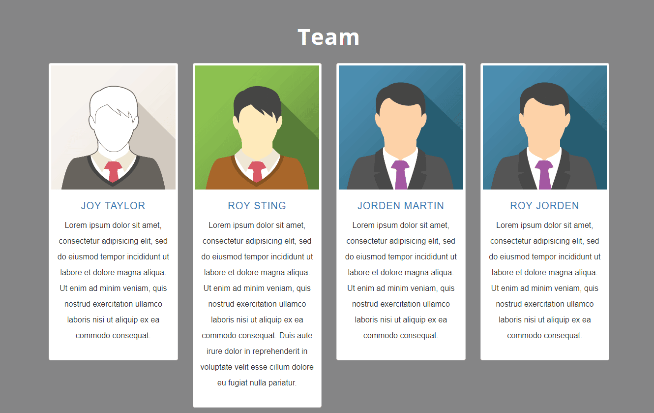 Bootstrap Team Page Section