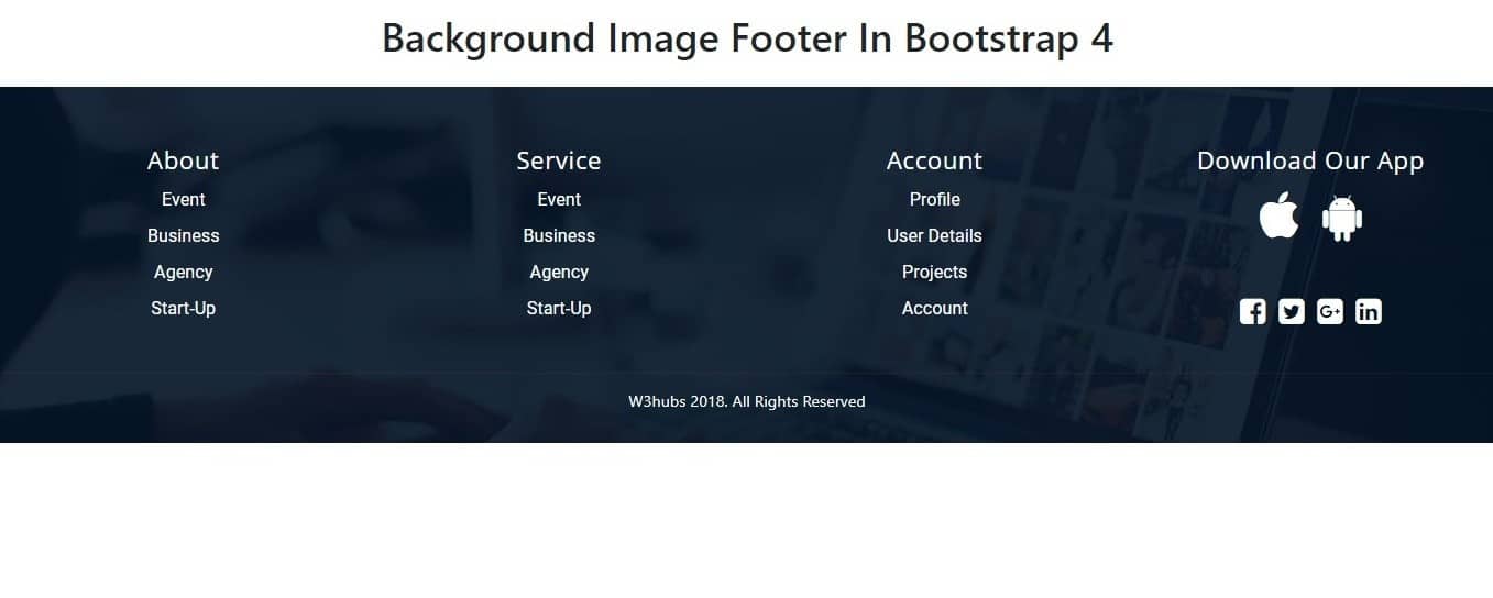 Background Image Footer In Bootstrap 4