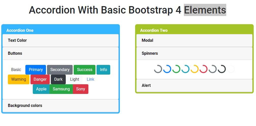 Simple Accordion With Basic Elements Using Bootstrap 4