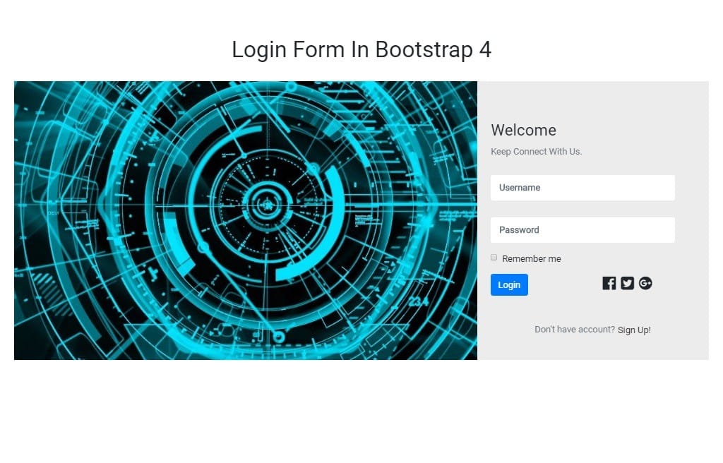 Welcome Login Form In Bootstrap 4