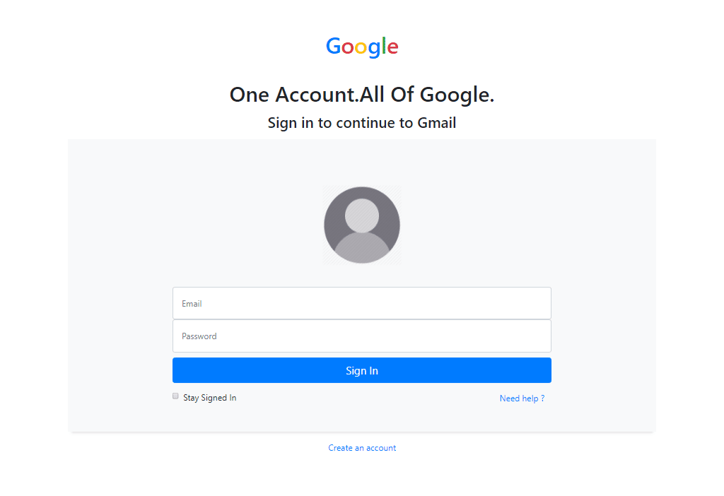 Old Gmail Login Form In Bootstrap 4