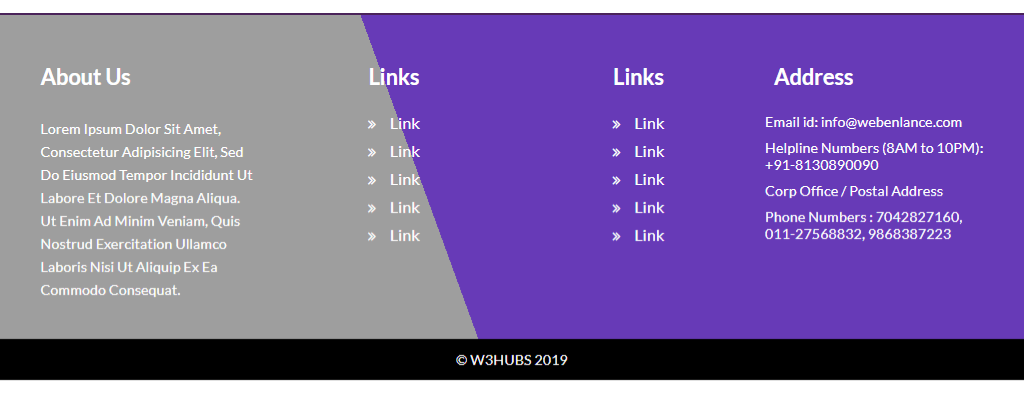 Footer Using Gradient Background Color