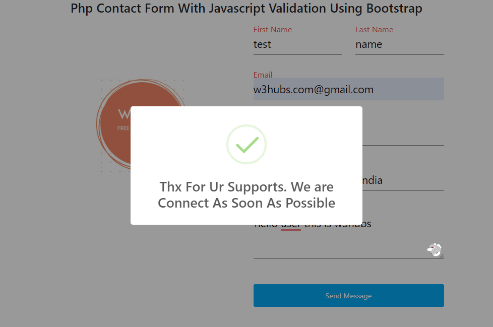 Php Contact Form With Javascript Validation Using Bootstrap