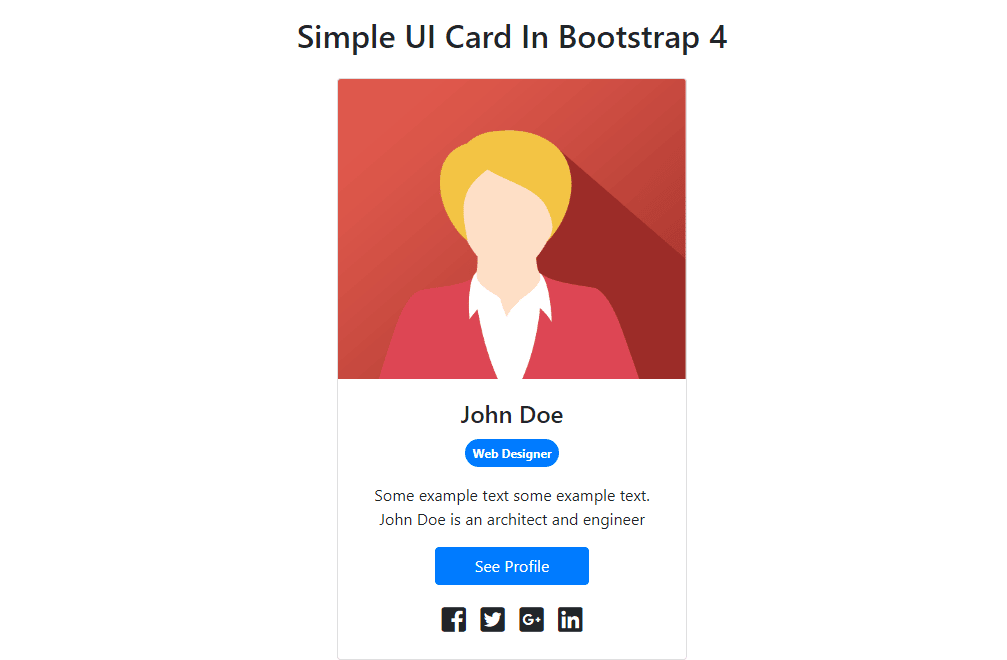 Simple UI Card In Bootstrap 4