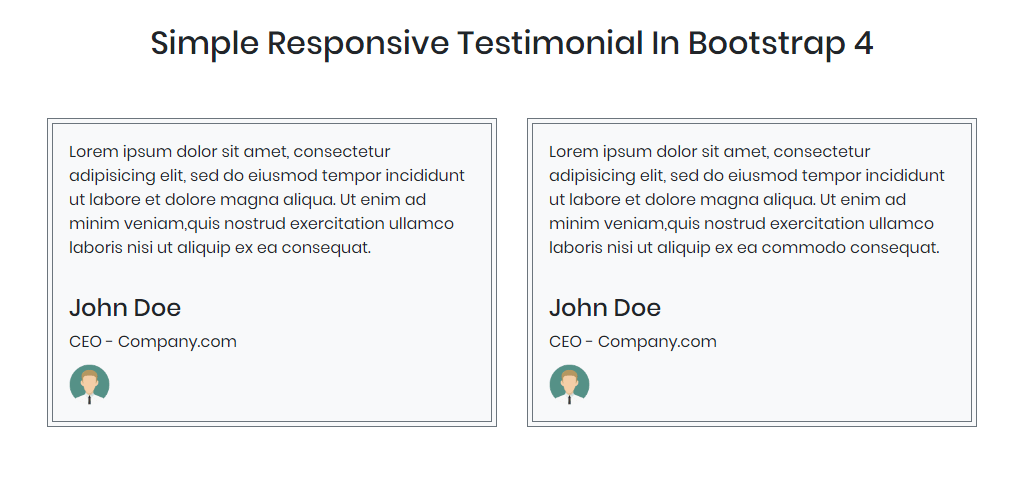 Simple Responsive Testimonial In Bootstrap 4