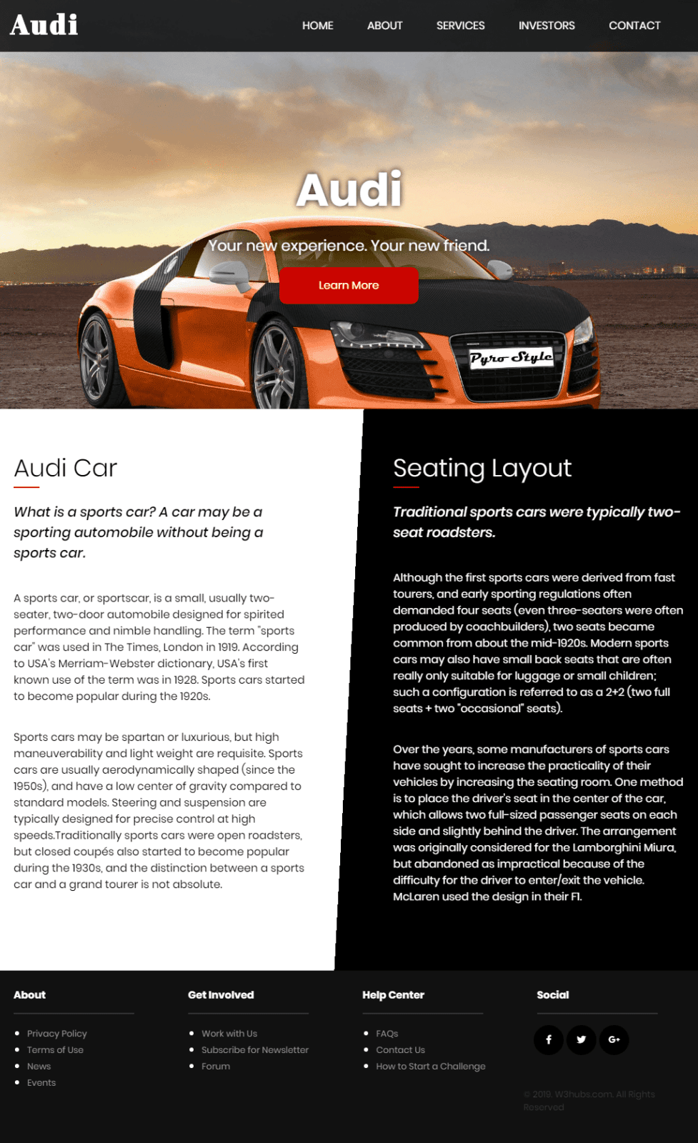 Audi Landing Page In Html and CSS