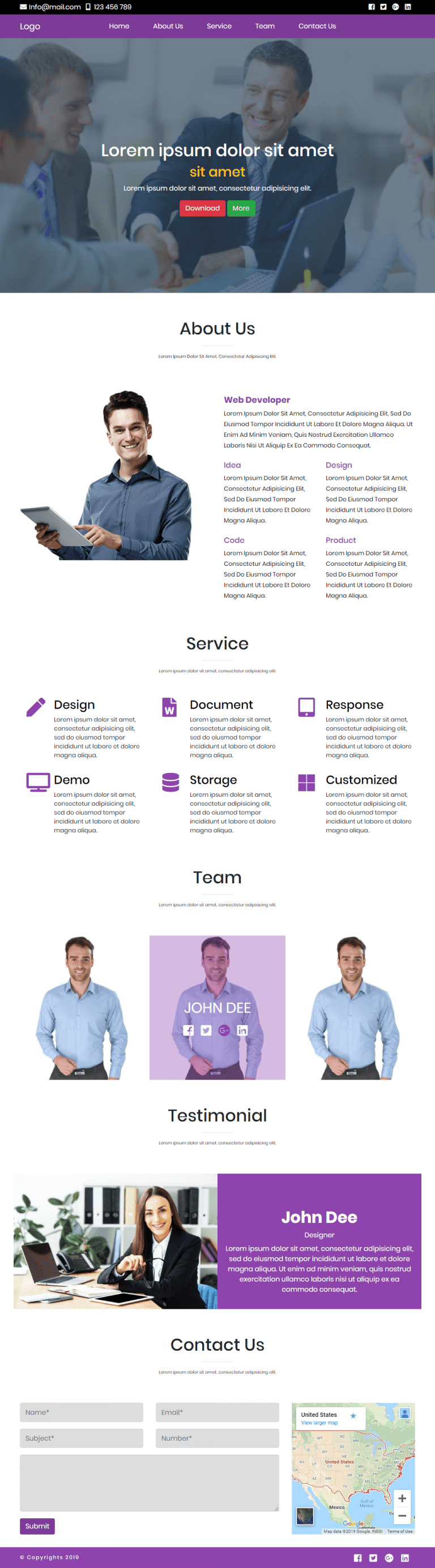 Simple Business Landing Page In Bootstrap 4