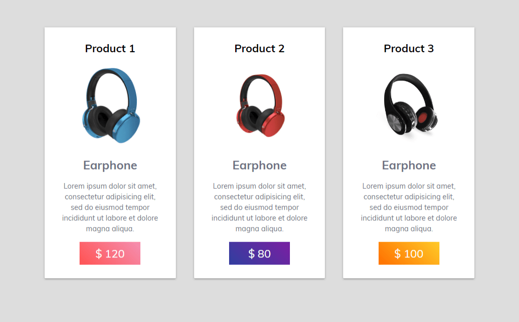 Earphone Cards UI Using CSS