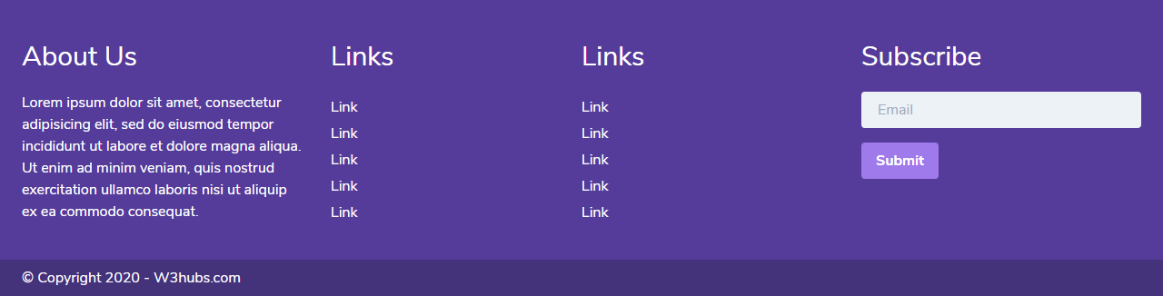 Responsive Footer Using Tailwind CSS