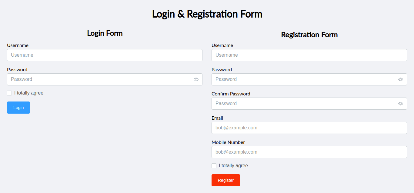 Shoelace Style: Login and Registration Form