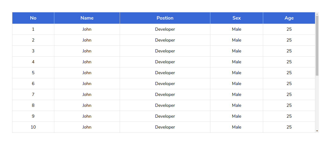 CSS Sticky Table Header