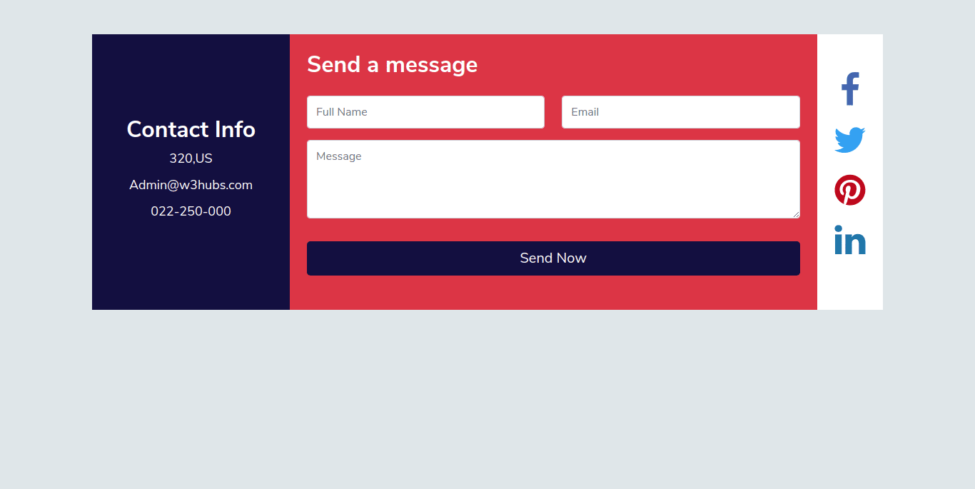 Bootstrap 5 Responsive Contact Us Form with Social Icons