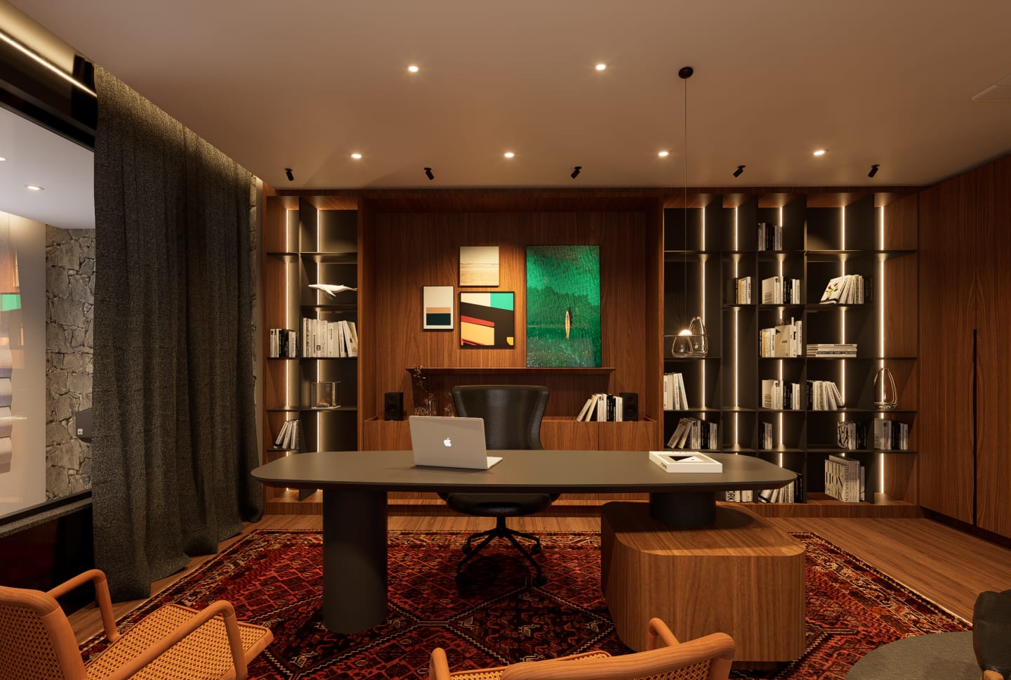 Interiores Área Gourmet e Escritório Família Trombetta — render 13