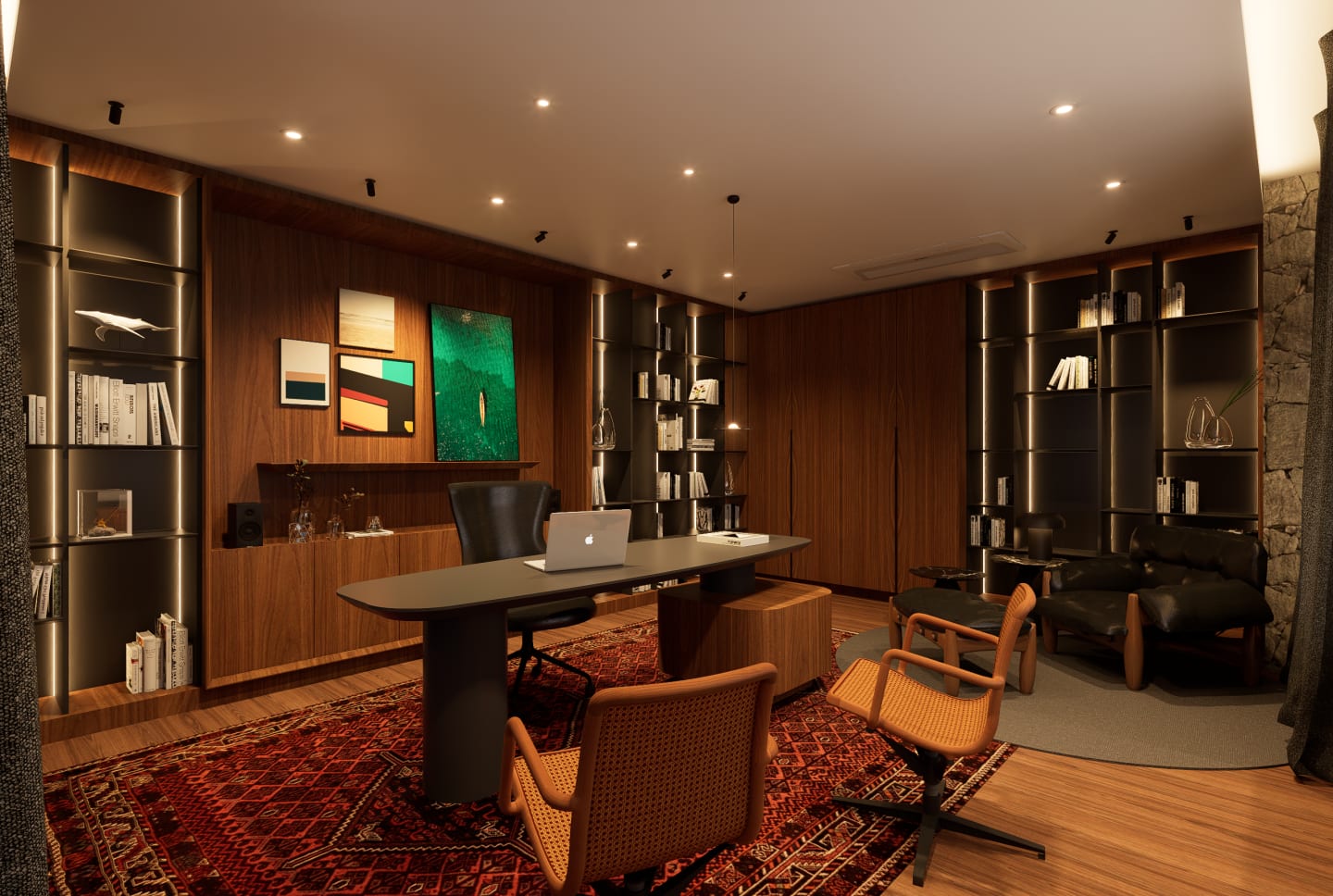 Interiores Área Gourmet e Escritório Família Trombetta — render 14