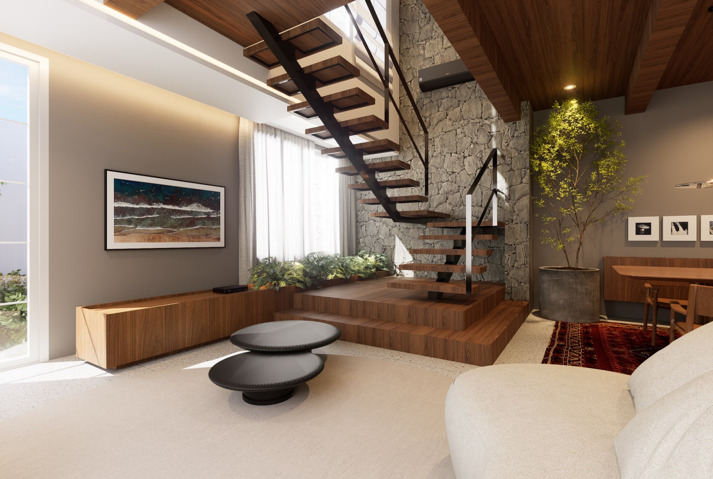 Interiores Área Gourmet e Escritório Família Trombetta — render 15