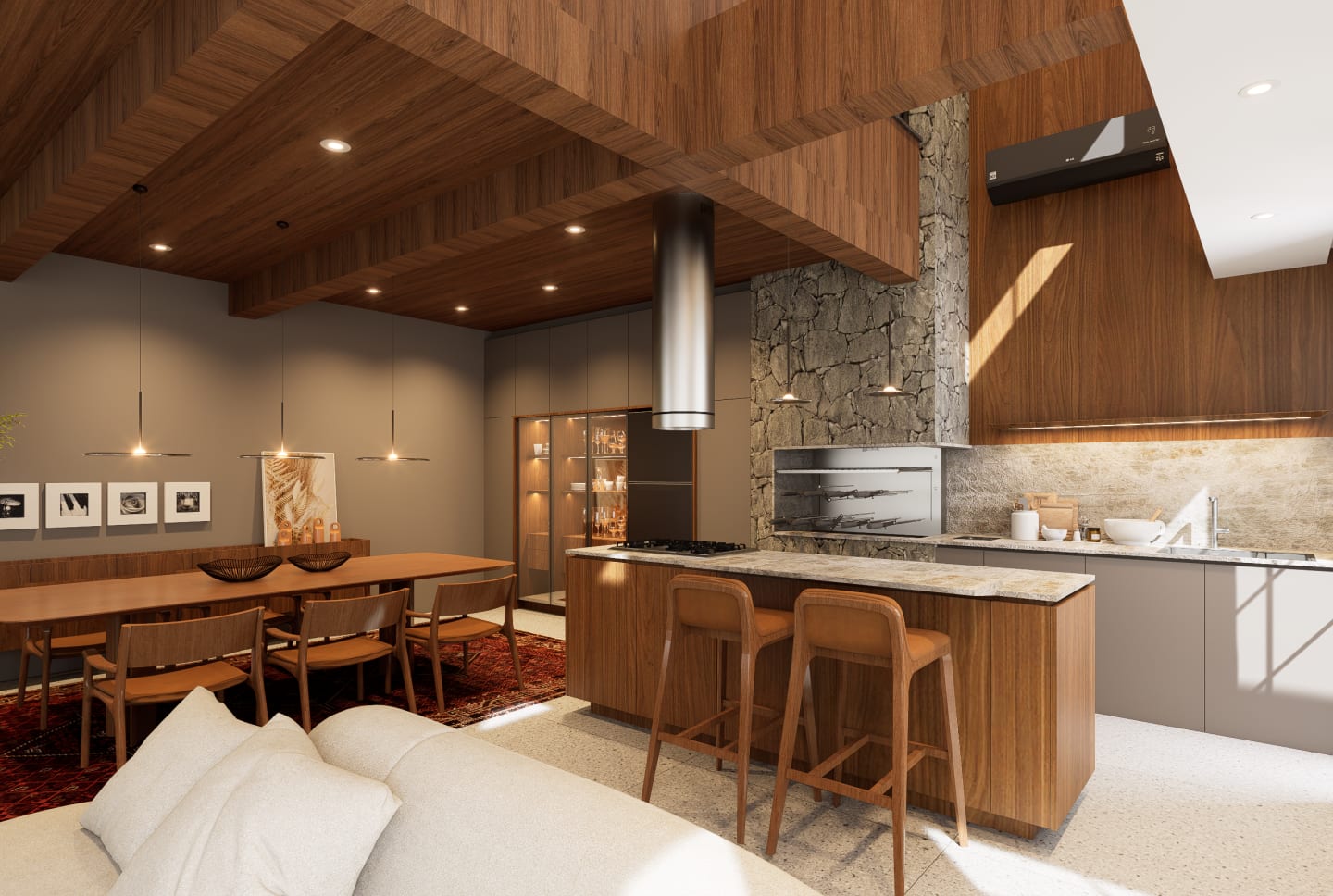 Interiores Área Gourmet e Escritório Família Trombetta — render 4