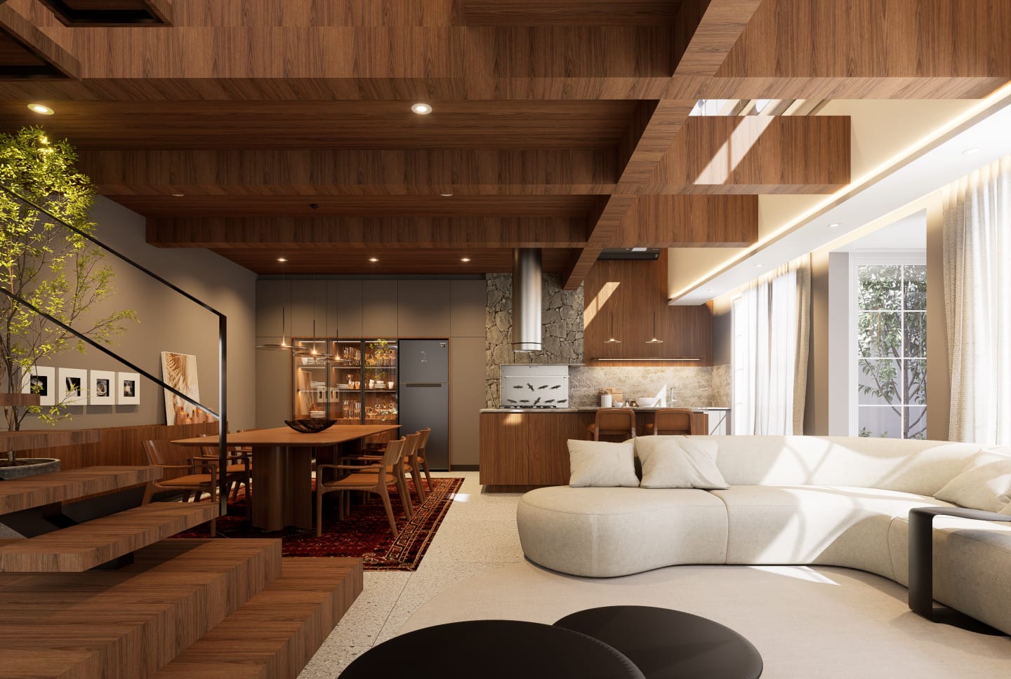 Interiores Área Gourmet e Escritório Família Trombetta — render 5