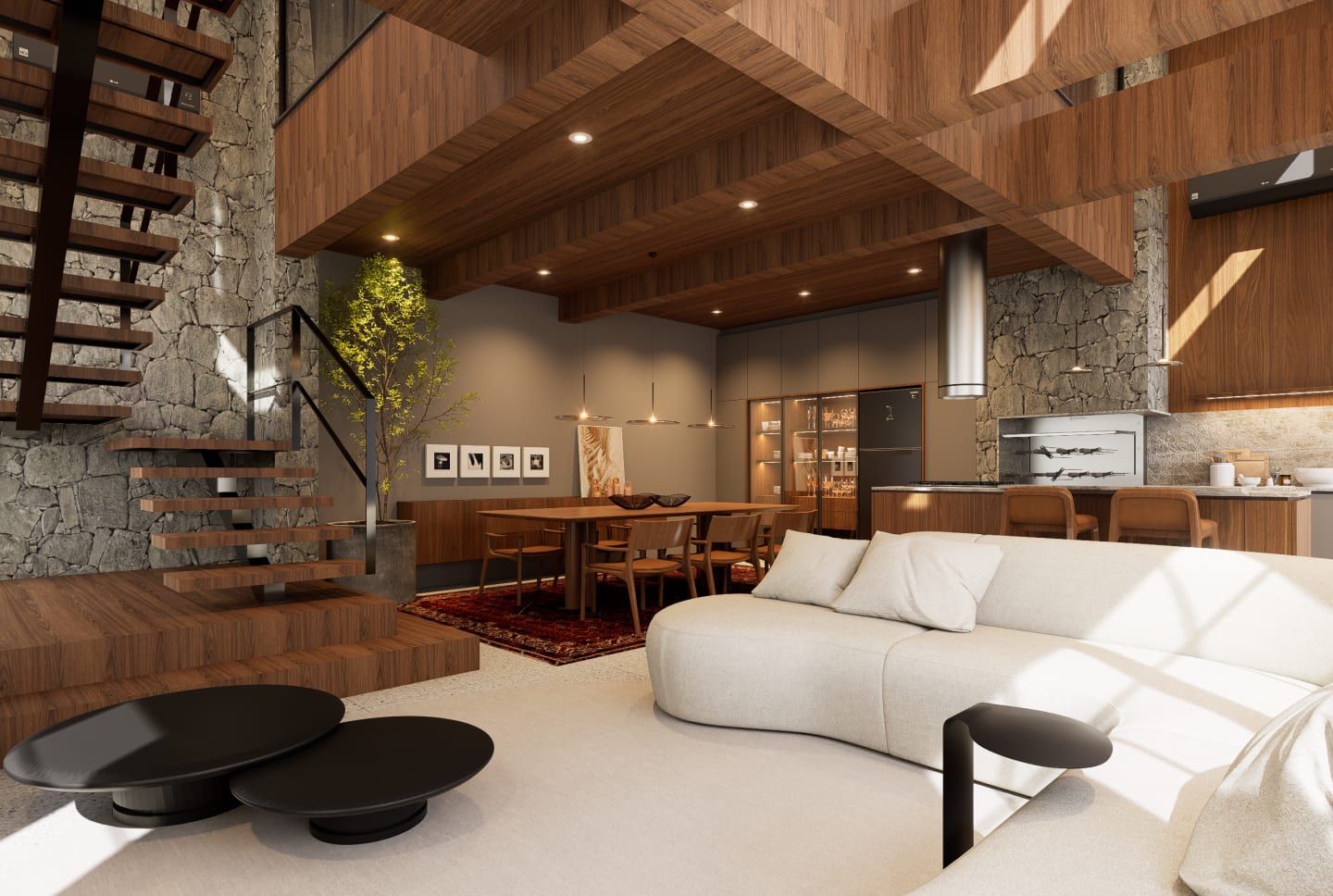 Interiores Área Gourmet e Escritório Família Trombetta — render 6