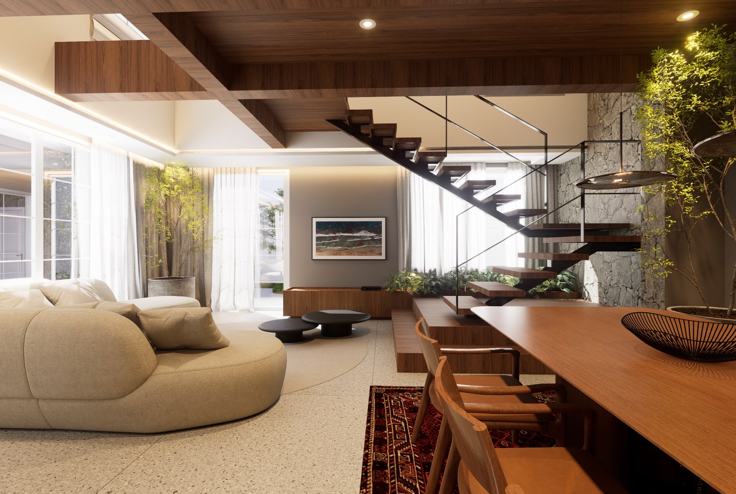 Interiores Área Gourmet e Escritório Família Trombetta — render 8