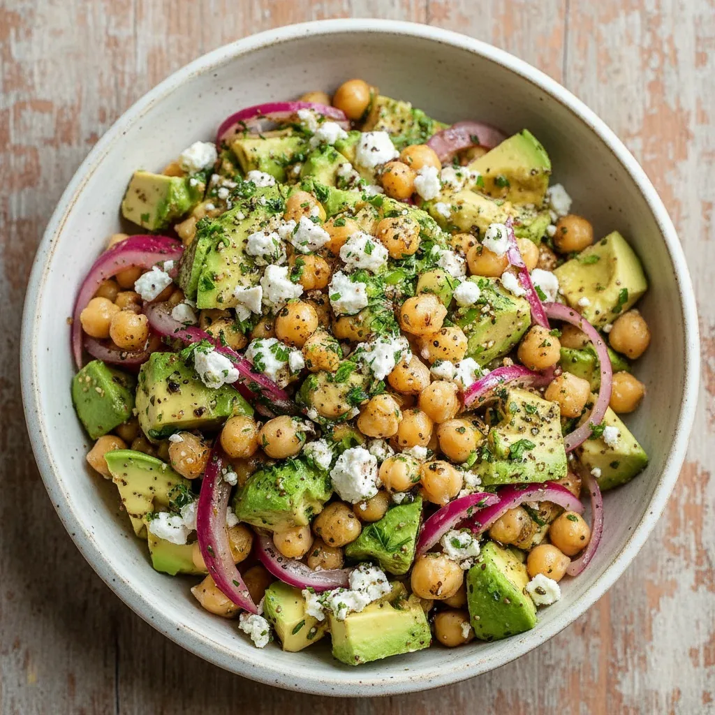 Quick Chickpea Feta Avocado Salad