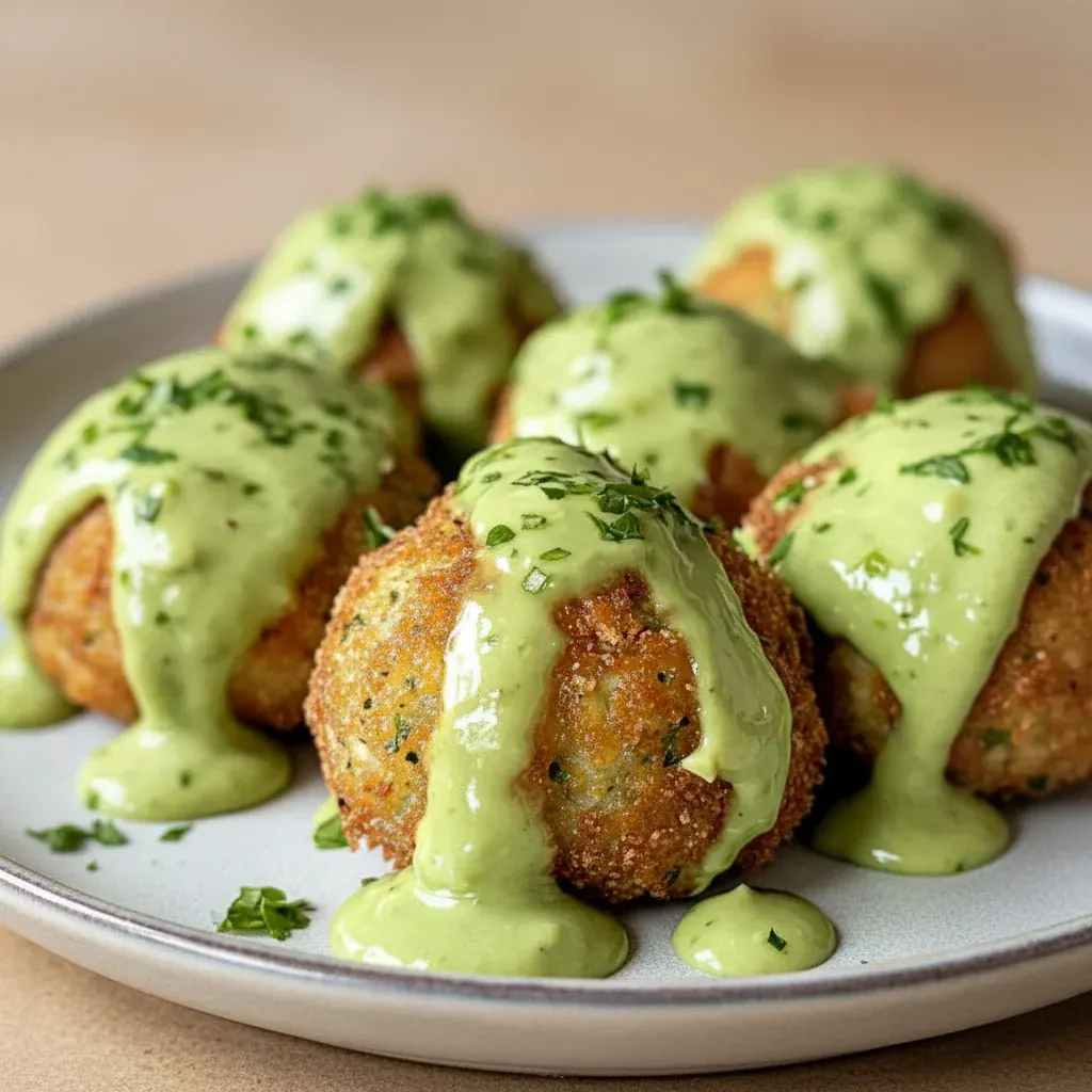 Salmon Balls with Creamy Avocado Sauce