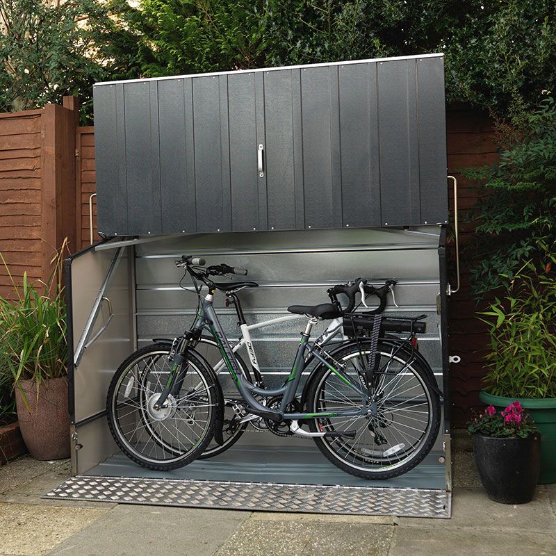 Trimetals Protect A Cycle Metal Bike Shed Anthracite 6x4 X 2x9 Ramp