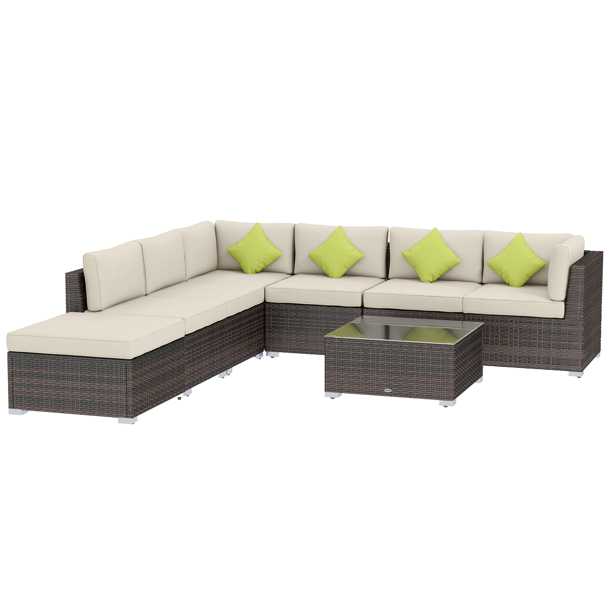 Outsunny 8-Piece Rattan Corner Sofa Set (Mixed Brown, Aluminium Frame)