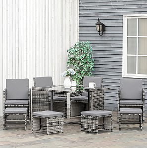 Outsunny 9PC Rattan Dining