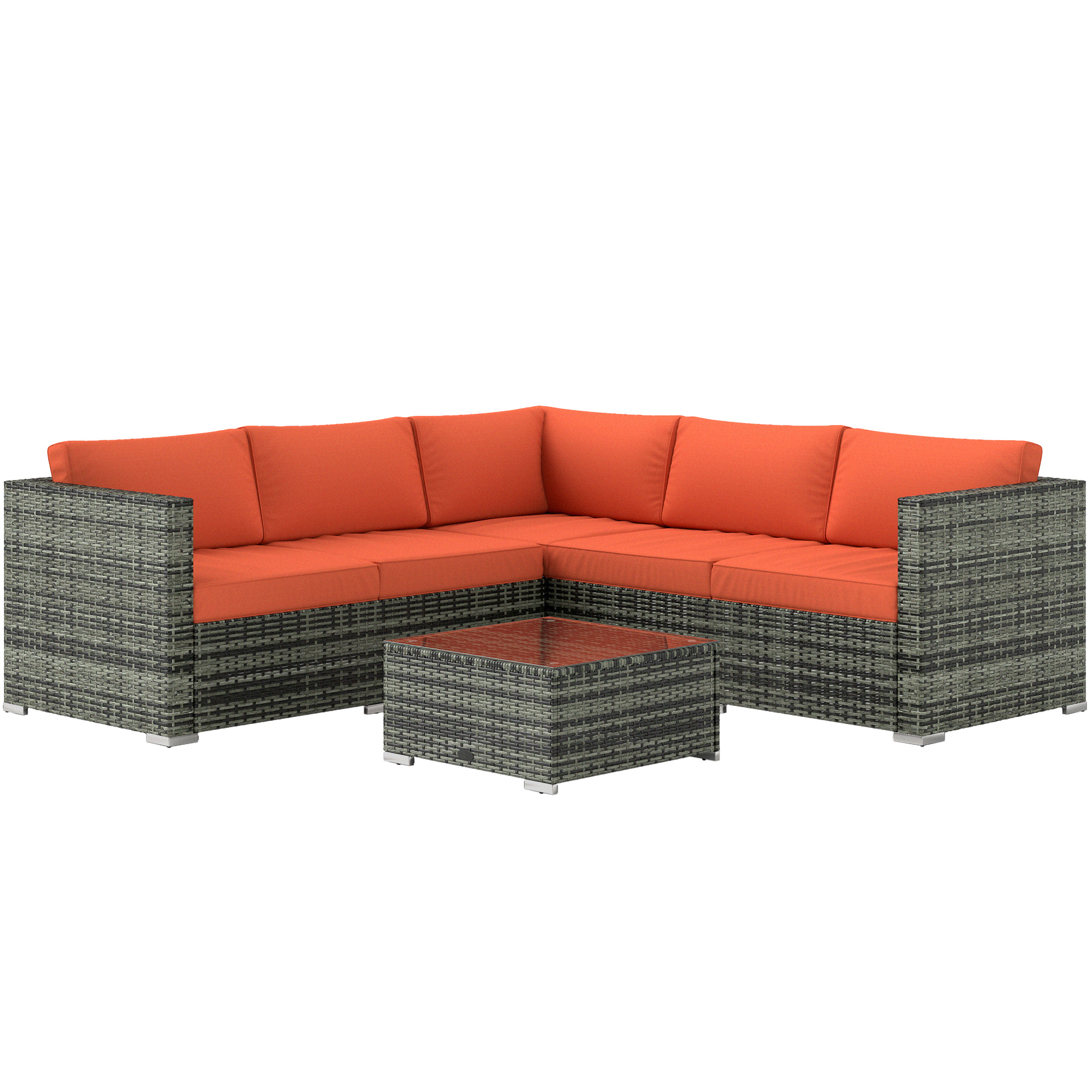 Outsunny 4-Piece Rattan Garden Sofa Set 841-158V70OG (Orange, Corner)