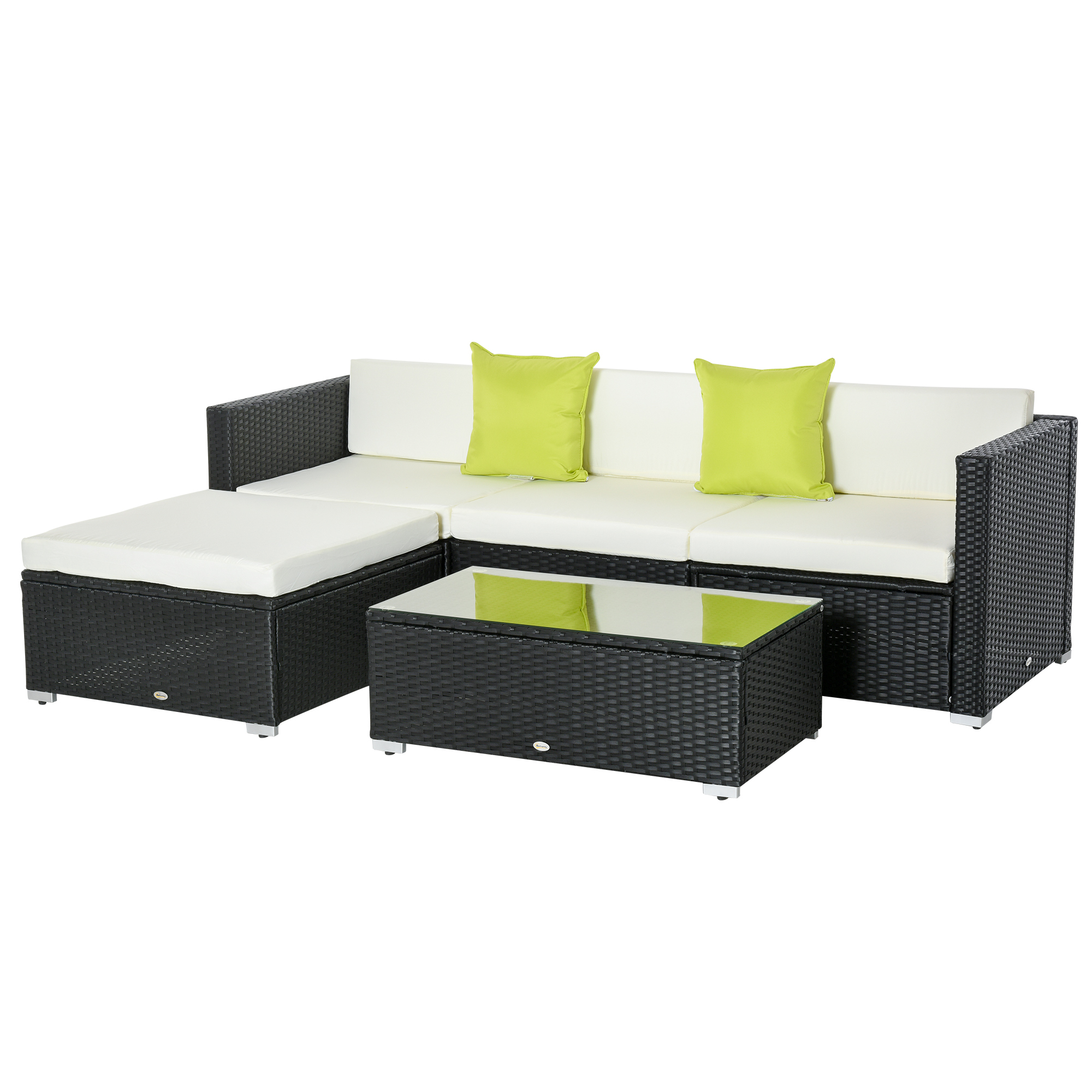 Outsunny Rattan Sofa Set 860-017BK (5-Piece, Black)