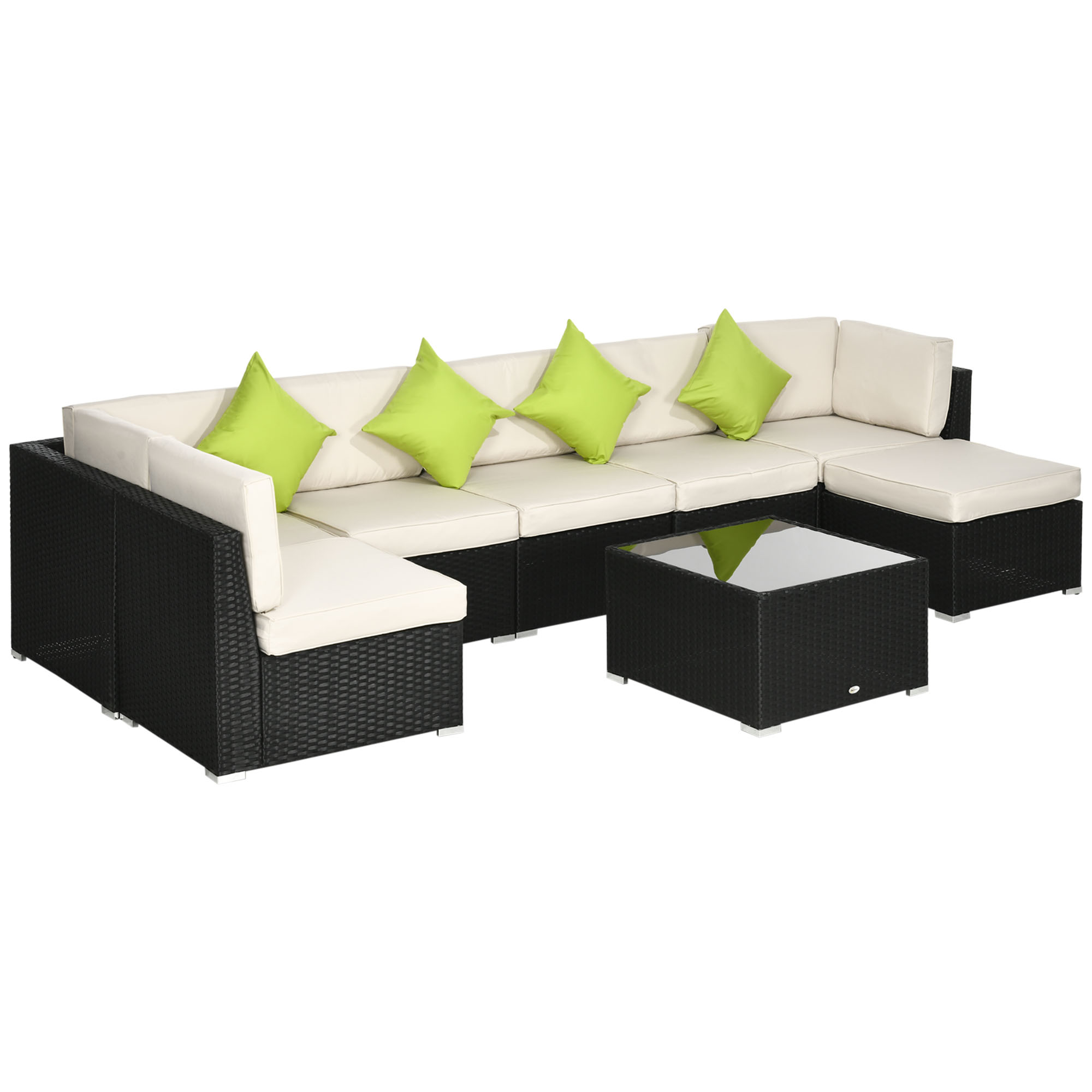 Outsunny 8-Piece PE Rattan Corner Sofa Set 860-096V00BK (Black)