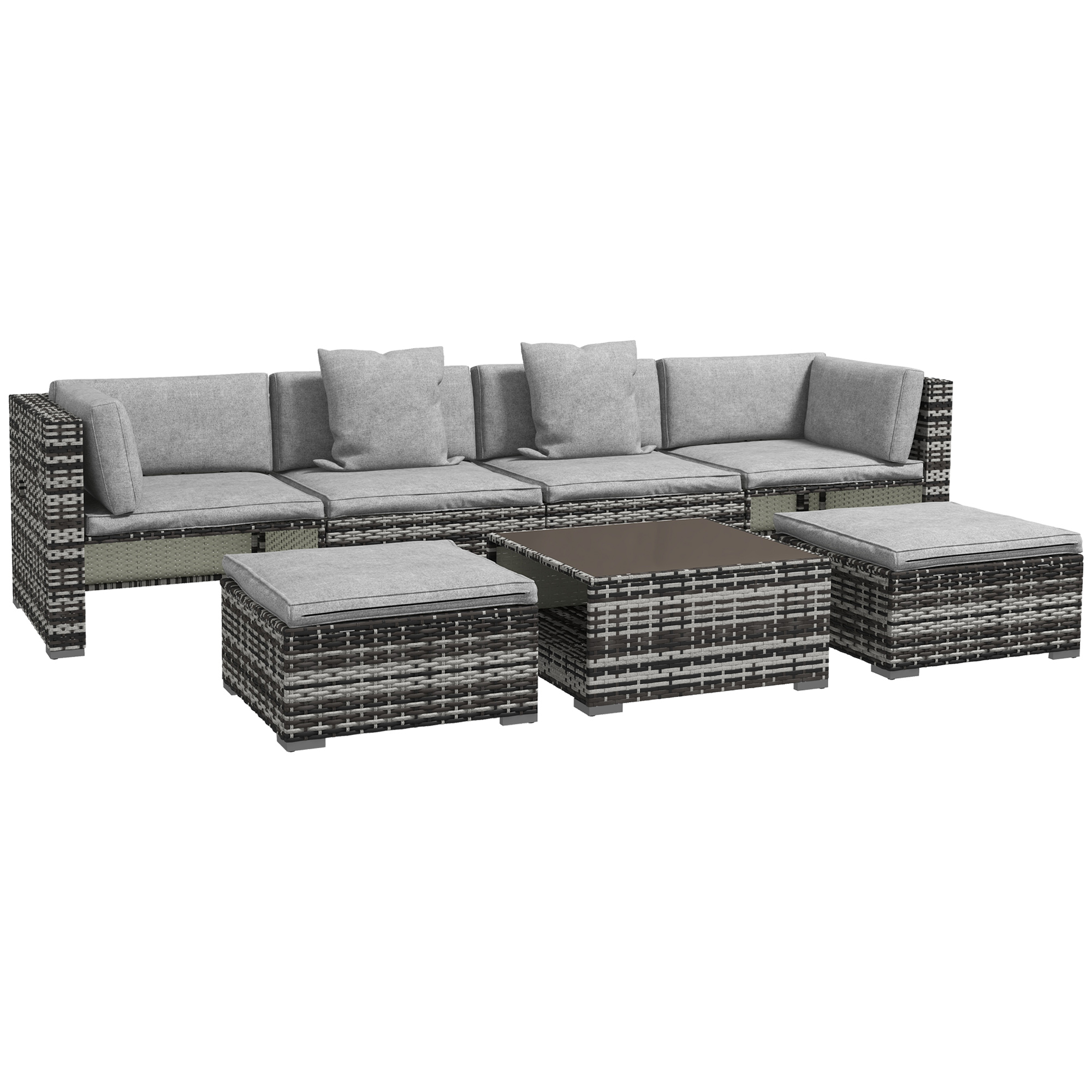 Outsunny Rattan Sofa Set 7-Piece (Mixed Grey)