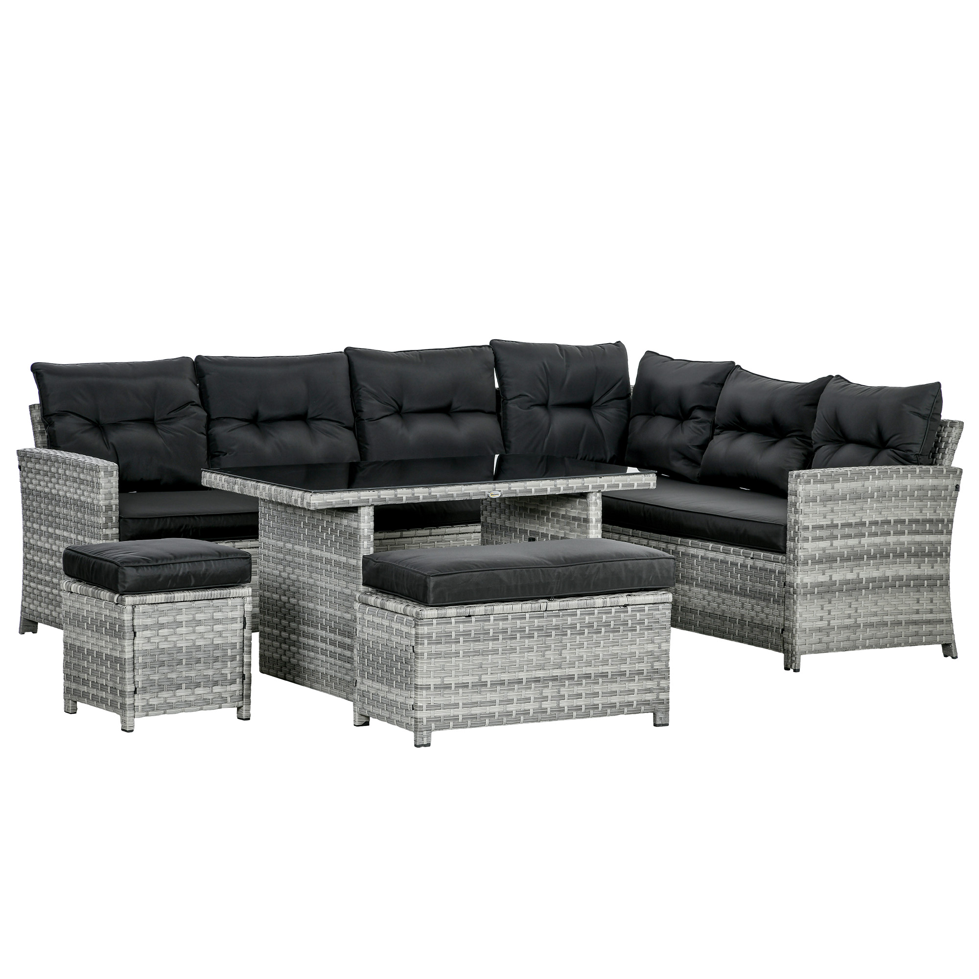Outsunny Rattan Patio Sofa Set 860-333V70GG (5-Piece, Mixed Grey)