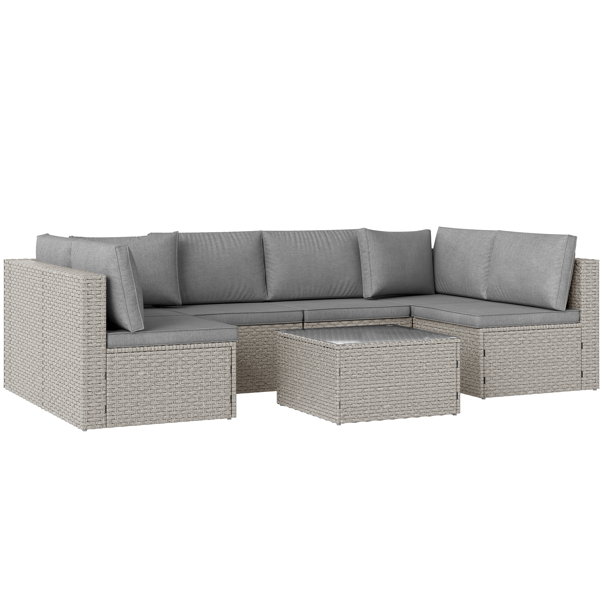 Outsunny Seven-Piece Modular Rattan Sofa Set (Grey)