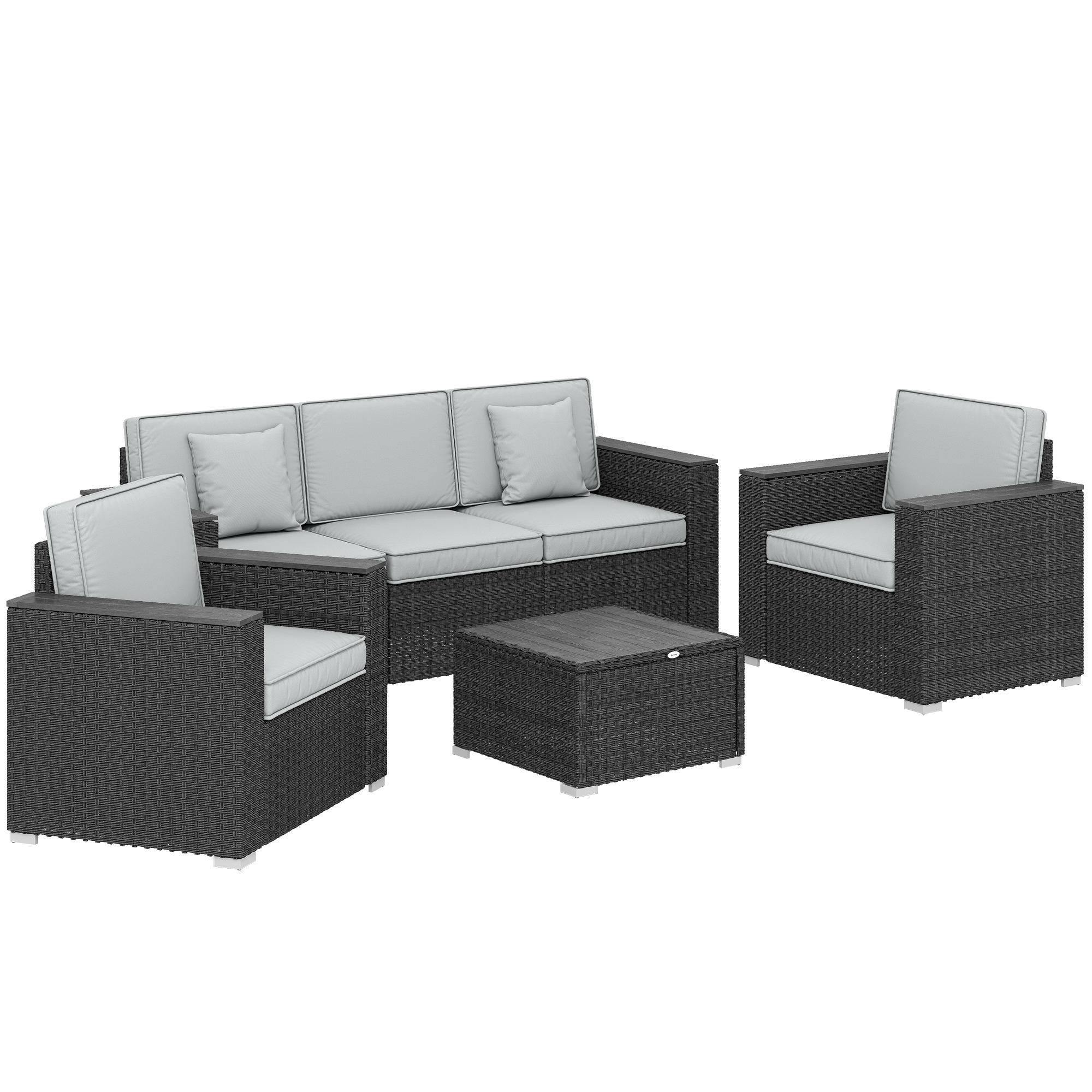 Outsunny 5 Seater Rattan Garden Furniture Set (Dark Grey)