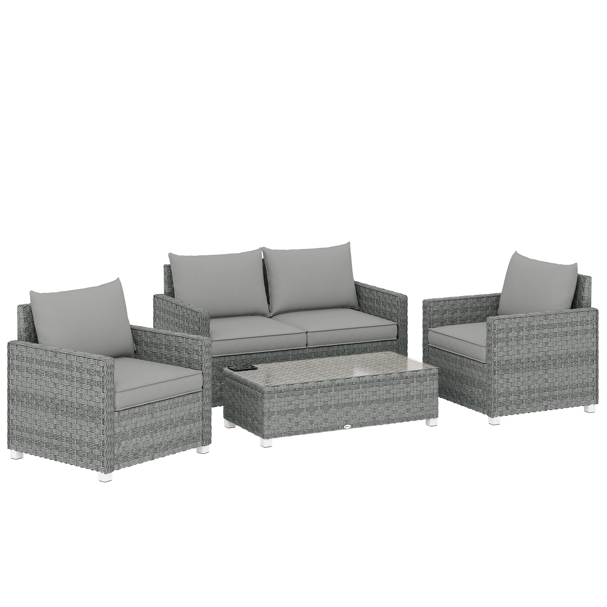 Outsunny 4-Piece Rattan Garden Furniture Set (Grey)