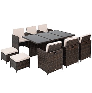 Outsunny Outdoor 11pc Rattan
