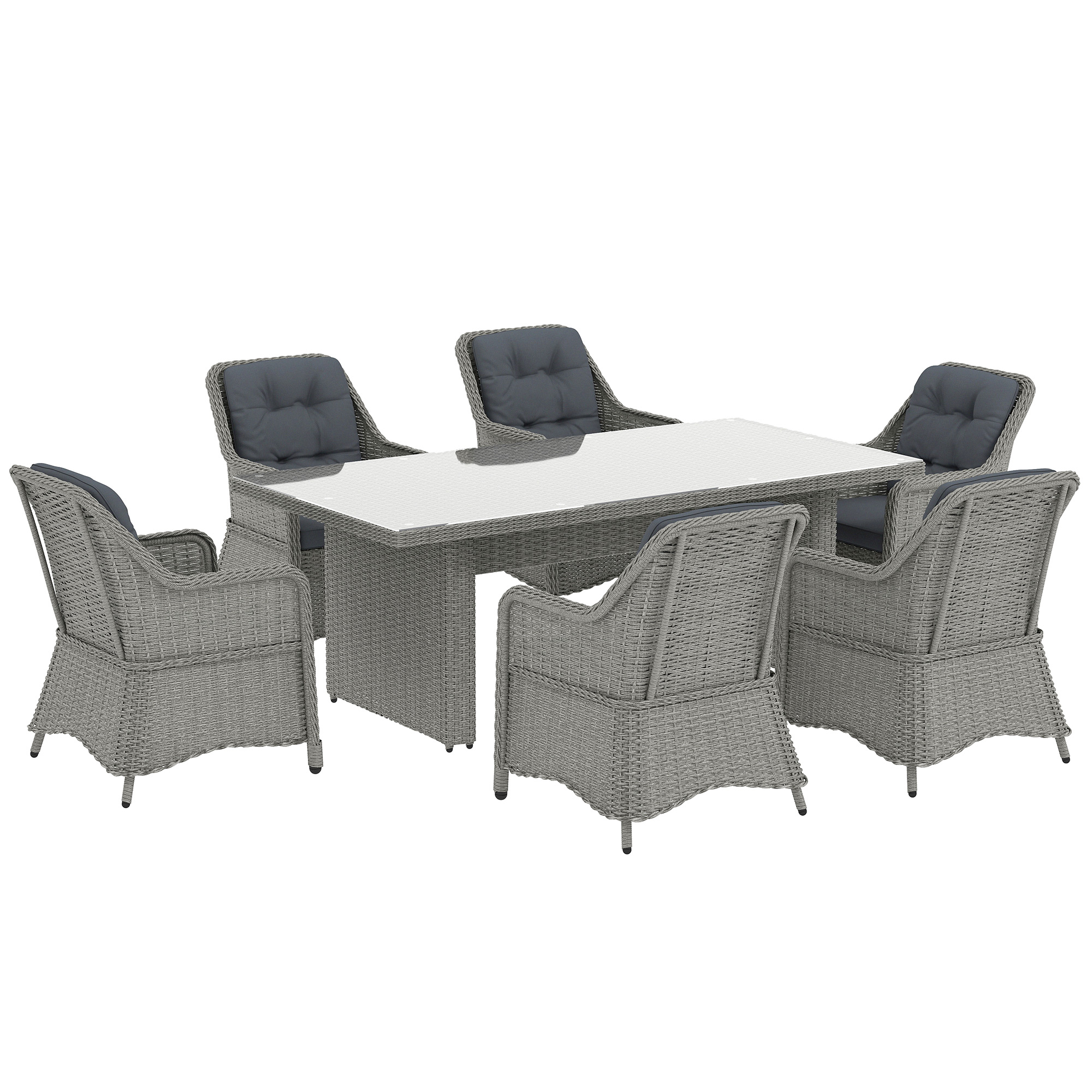 Outsunny Seven-Piece Rattan Dining Set (Mixed Grey)