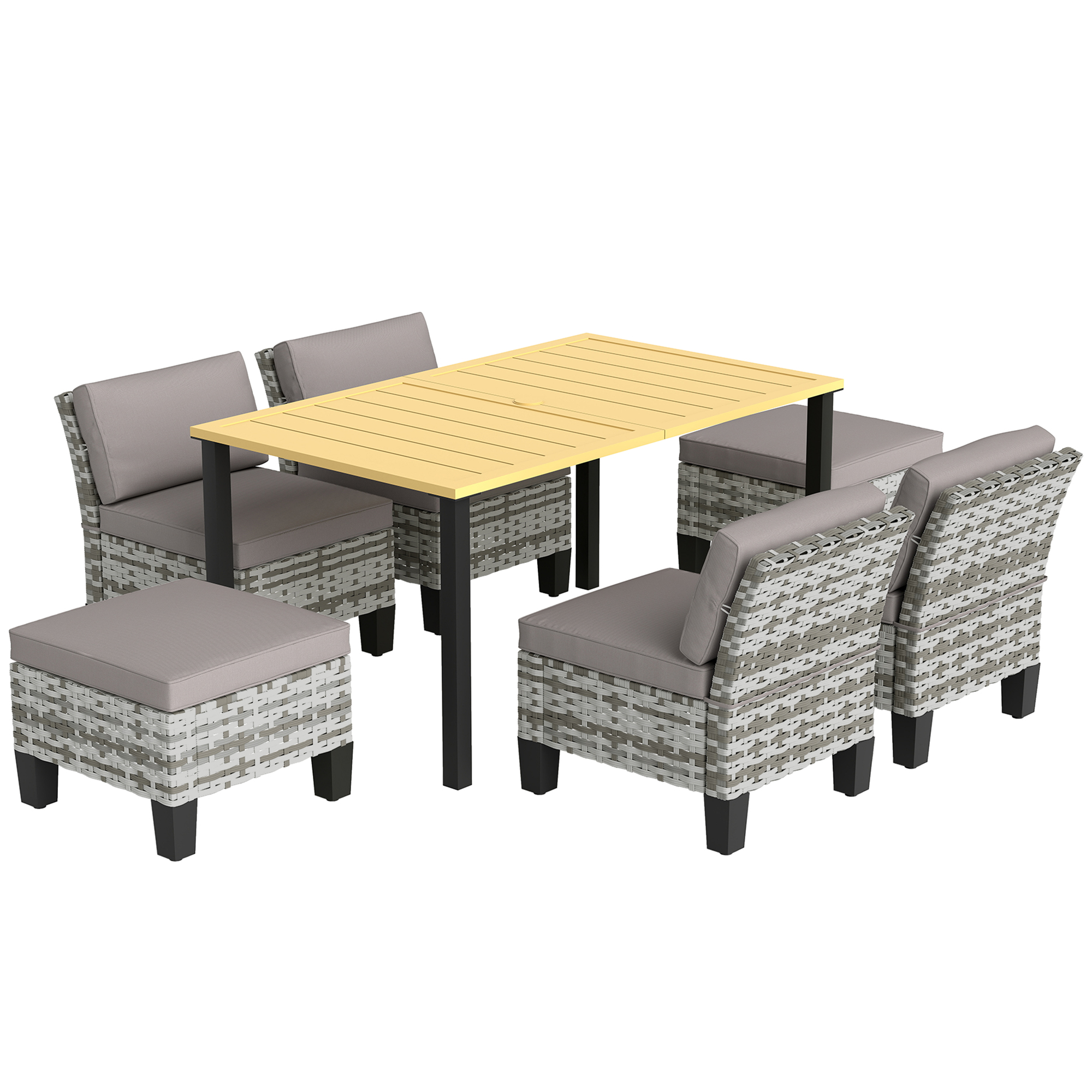 Outsunny 7-Piece Rattan Garden Dining Set (Grey)
