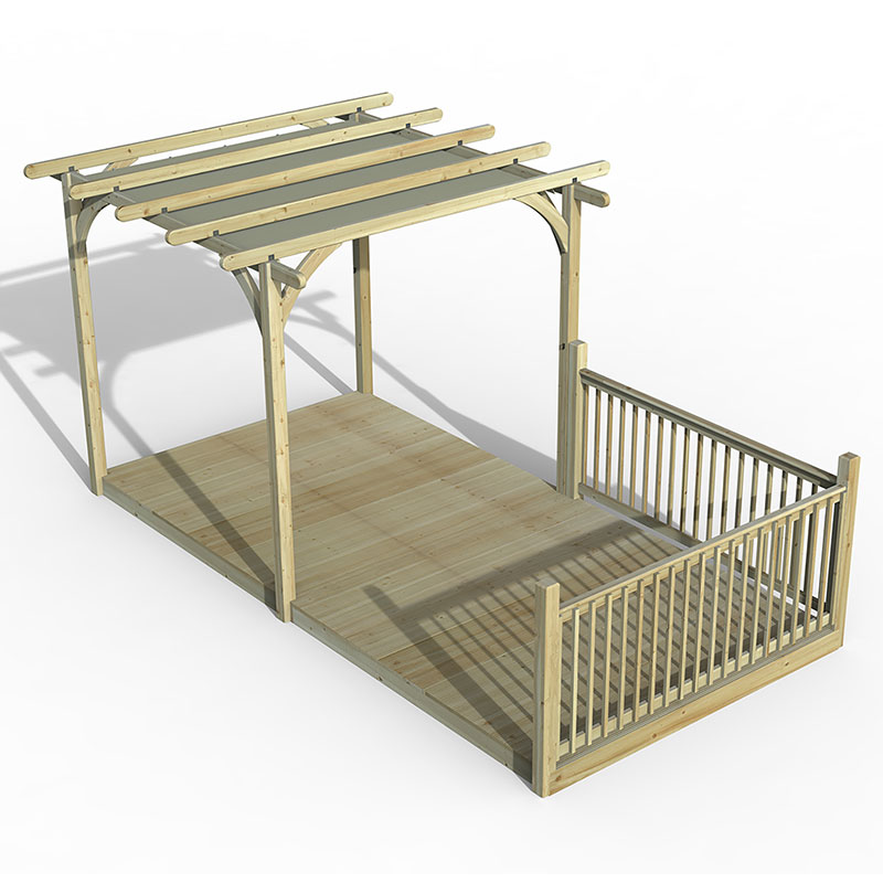 Forest Garden 8x16 Pergola Deck Kit Retractable Canopy No3