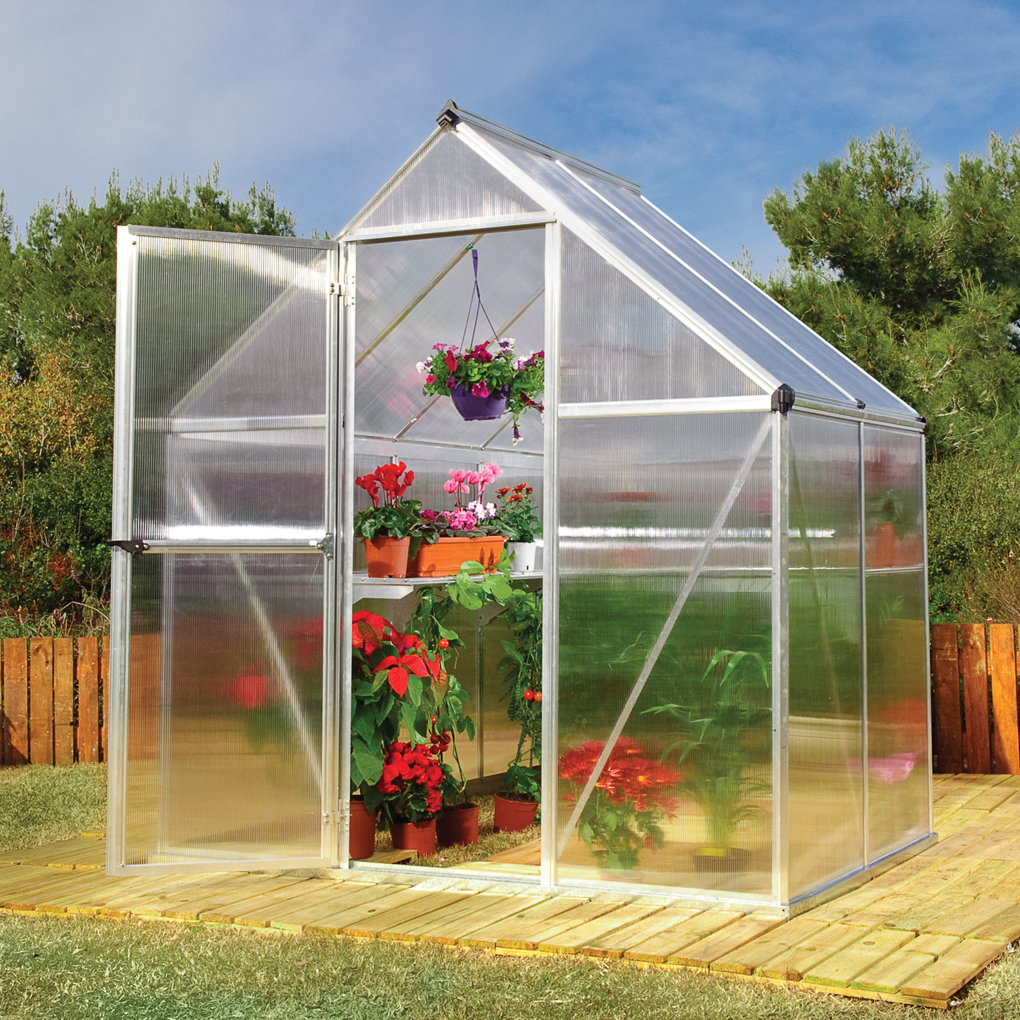 Palram Canopia Mythos 6x4 Silver Polycarbonate Greenhouse