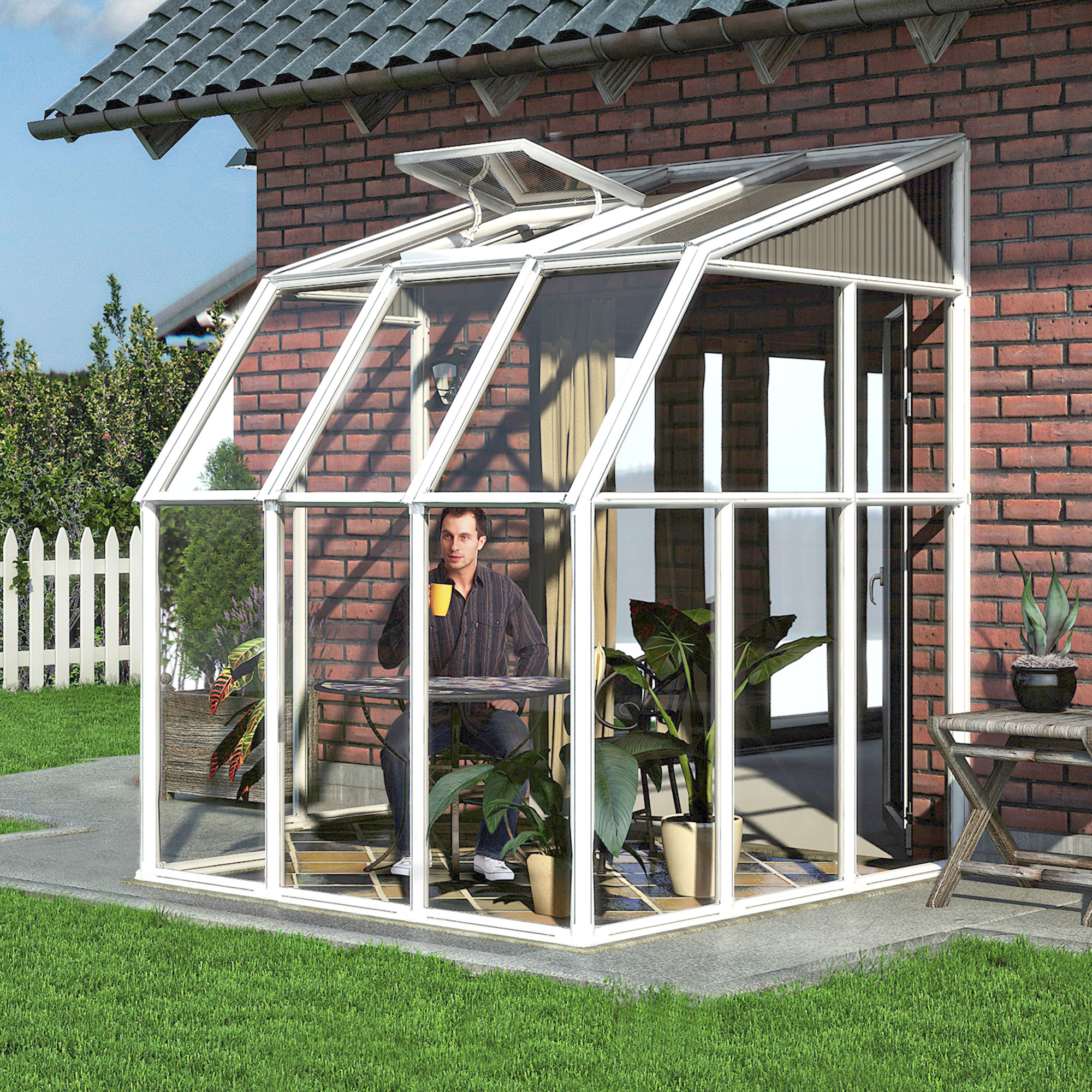 Palram Canopia Rion White Sun Room Greenhouse 6x6