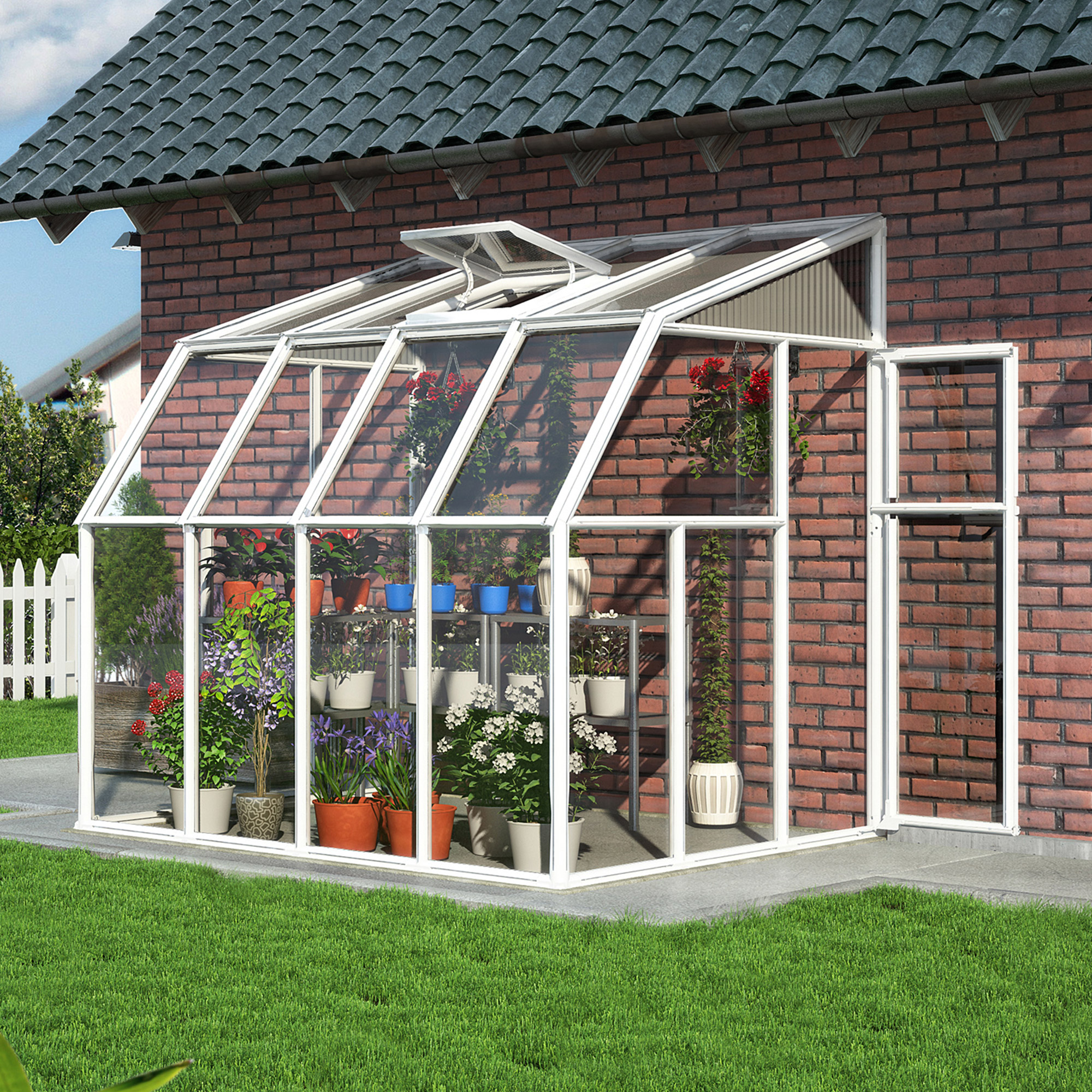 Palram Canopia Rion White Sun Room Greenhouse 6x8