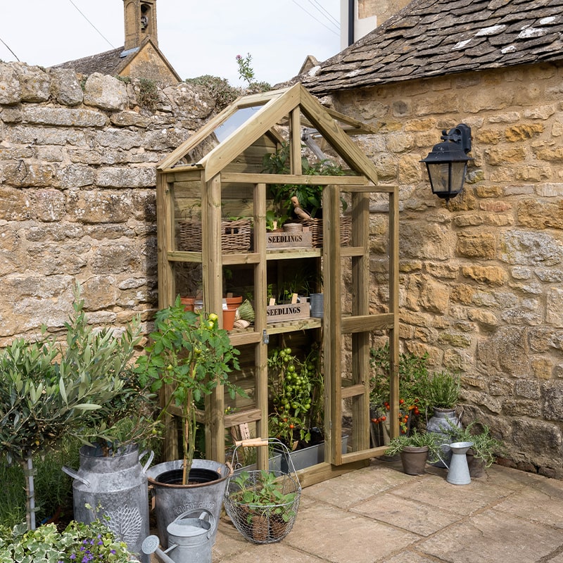 Forest Garden Georgian Tall Wall Lean To Greenhouse 4x2ft
