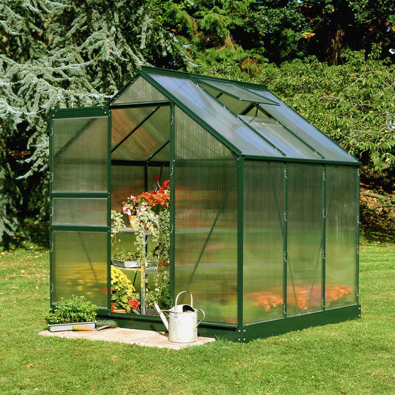 Halls 6x6 Green Polycarbonate Greenhouse