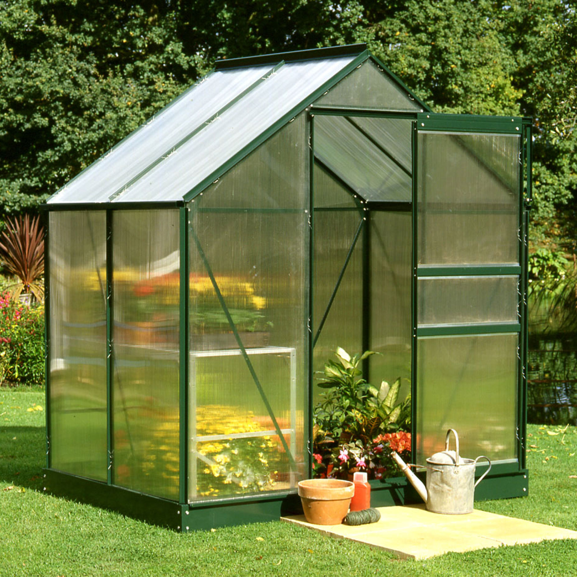 Halls 6x4 Green Polycarbonate Greenhouse