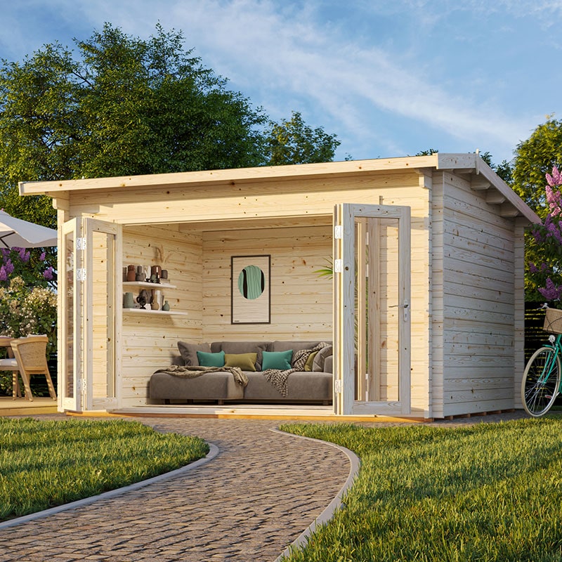 Palmako Ines 3 9m X 3m Log Cabin Garden Office 44mm