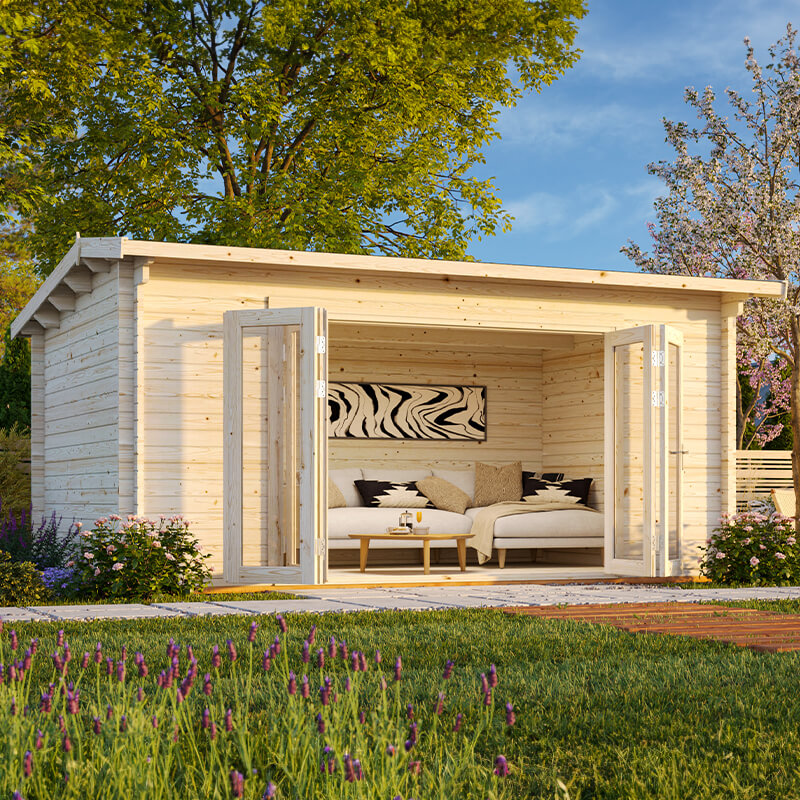 Palmako Ines 4 8m X 3m Log Cabin Garden Office 44mm
