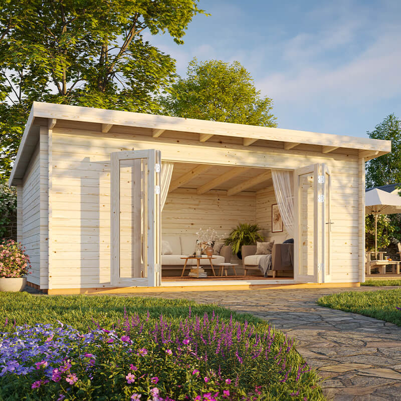 Palmako Lea 5 8x4 5m Log Cabin Garden Office 44mm